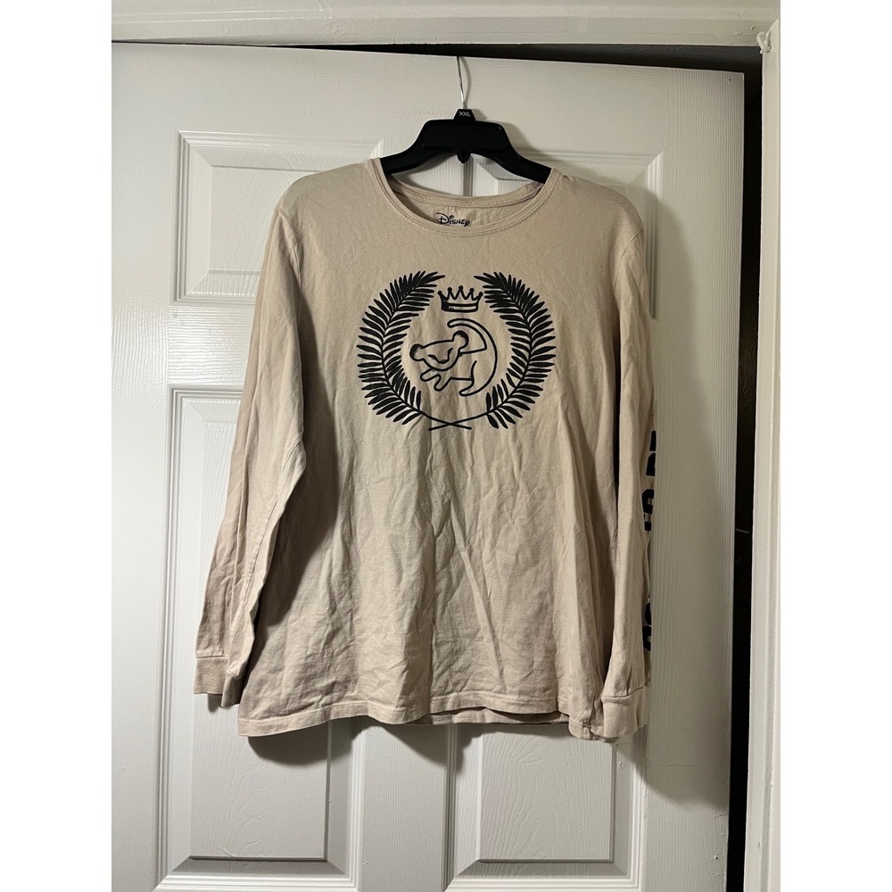 Disney Lion King Simba Born To‎ Be King Long Sleeve Graphic Tee Tan Large